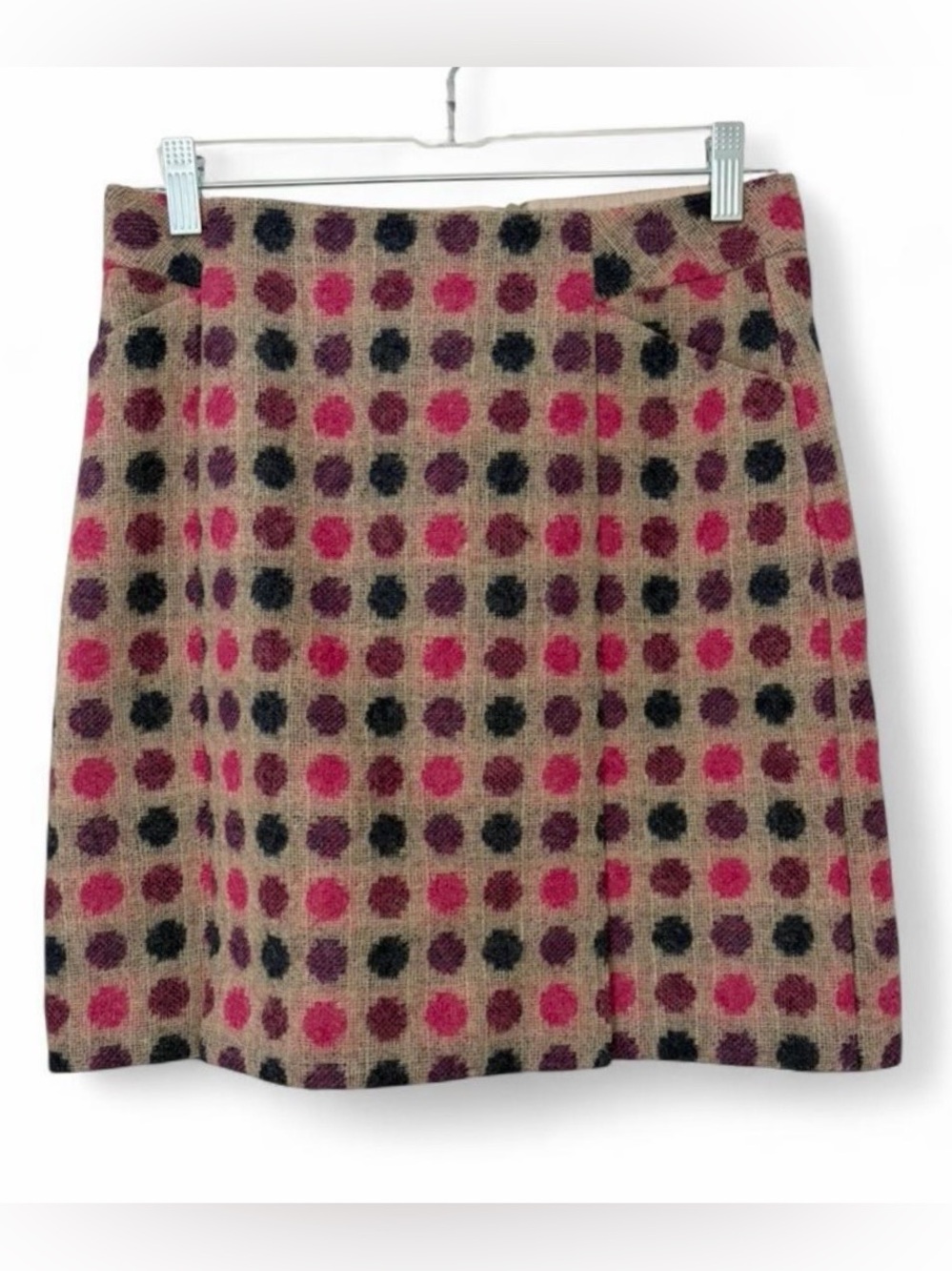 Boden- British Tweed by MOON women’s Sz. 6 pink polka dot tweed skirt